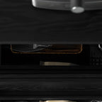 Buffet de rangement à 4 tiroirs en bois noir avec éclairage