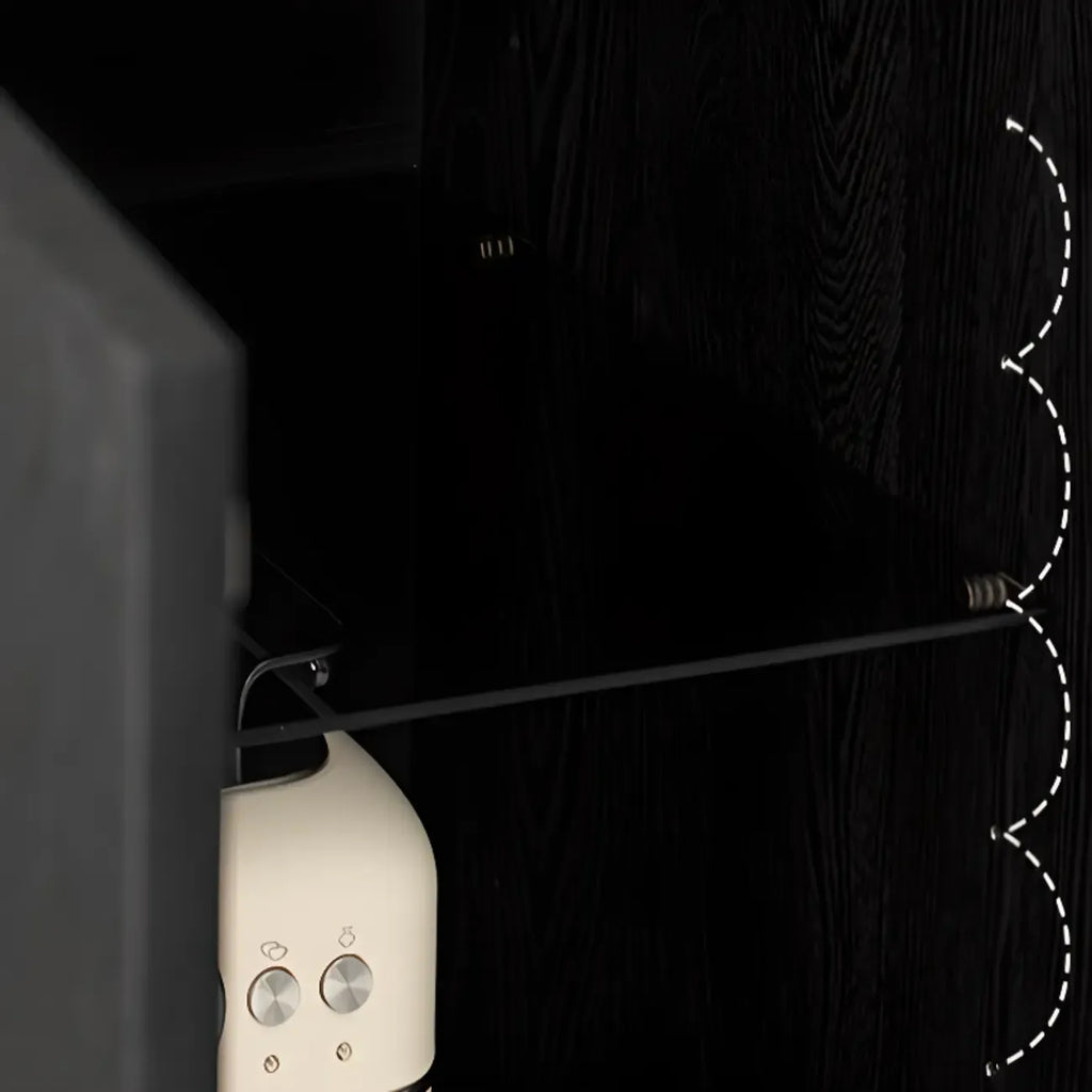 Buffet de rangement à 4 tiroirs en bois noir avec éclairage