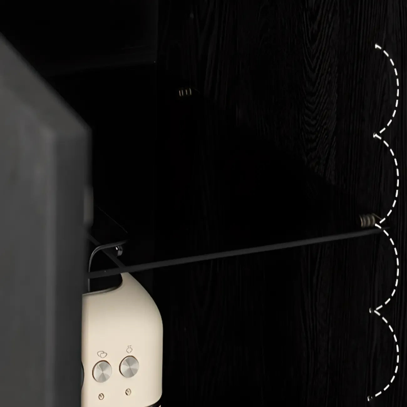 Buffet de rangement à 4 tiroirs en bois noir avec éclairage