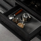 Buffet de rangement à 4 tiroirs en bois noir avec éclairage