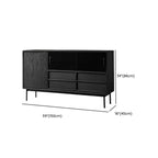 Buffet de rangement à 4 tiroirs en bois noir avec éclairage