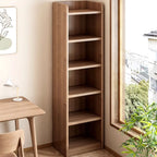 Bibliothèques verticales marron à plusieurs niveaux en bois à dos fermé