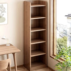 Bibliothèques verticales marron à plusieurs niveaux en bois à dos fermé