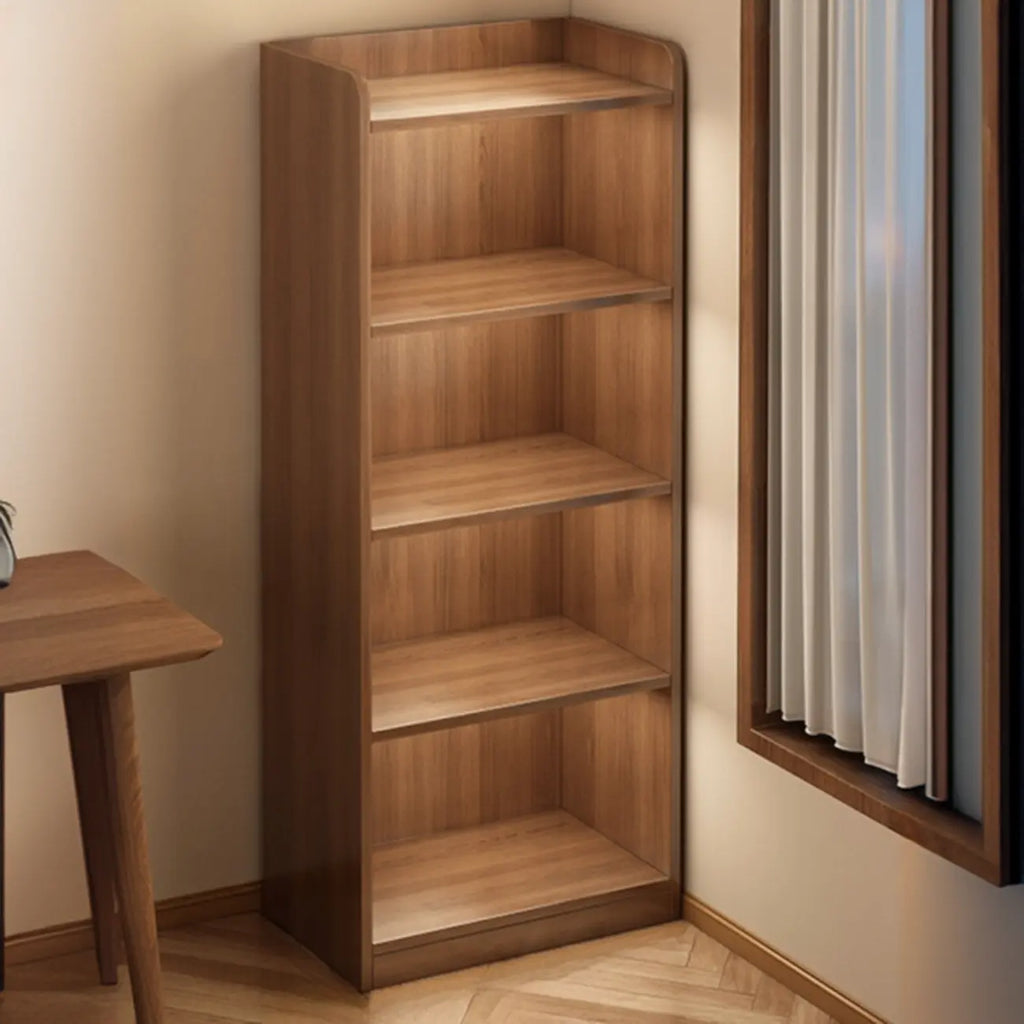 Bibliothèques verticales marron à plusieurs niveaux en bois à dos fermé