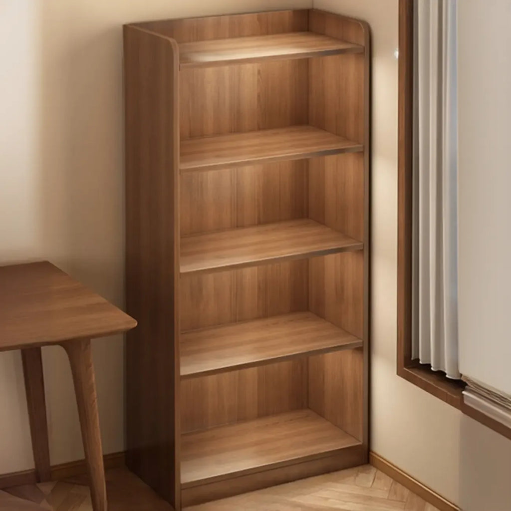Bibliothèques verticales marron à plusieurs niveaux en bois à dos fermé