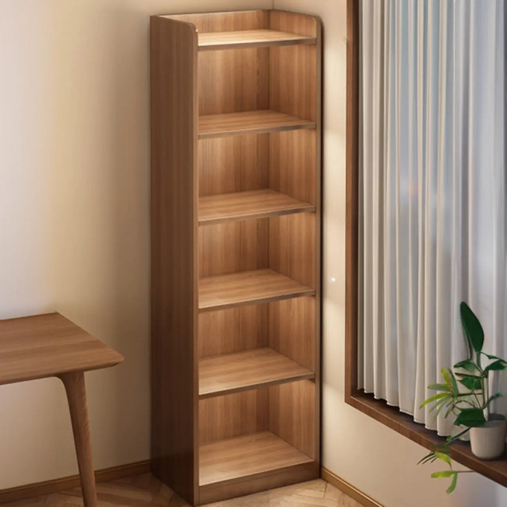 Bibliothèques verticales marron à plusieurs niveaux en bois à dos fermé