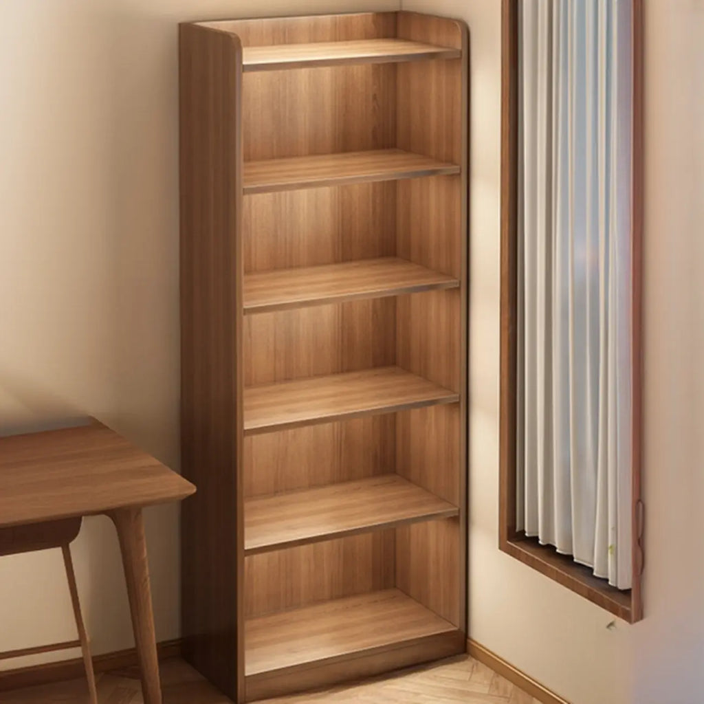 Bibliothèques verticales marron à plusieurs niveaux en bois à dos fermé