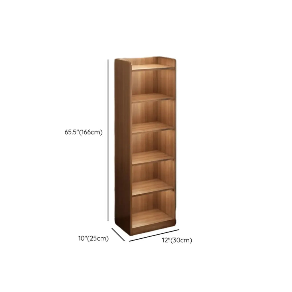 Bibliothèques verticales marron à plusieurs niveaux en bois à dos fermé