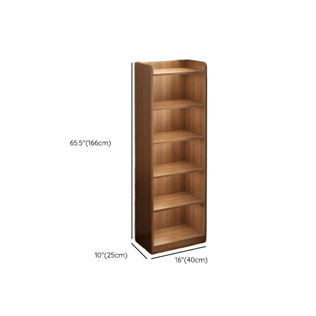 Bibliothèques verticales marron à plusieurs niveaux en bois à dos fermé