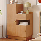 Table de chevet rectangulaire en bois clair avec 3 placards