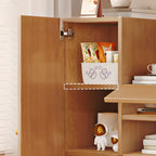 Table de chevet rectangulaire en bois clair avec 3 placards