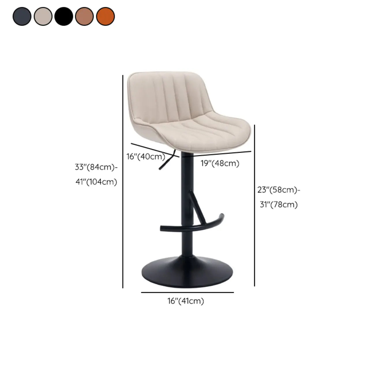 Tabourets de bar pivotants en cuir, style industriel moderne et réglable