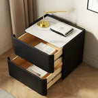 Table de chevet minimaliste en bois à 2 niveaux avec motif quadrillé pour chambre à coucher