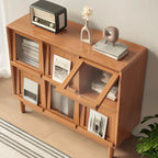Bibliothèque horizontale rectangulaire en bois à abattant avec portes