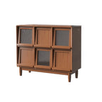 Bibliothèque horizontale rectangulaire en bois à abattant avec portes