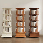 Bibliothèque cylindrique en bois, mobile et pivotante à 360°, avec tiroir