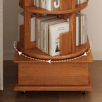 Bibliothèque cylindrique en bois, mobile et pivotante à 360°, avec tiroir
