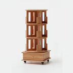 Bibliothèque cylindrique en bois, mobile et pivotante à 360°, avec tiroir