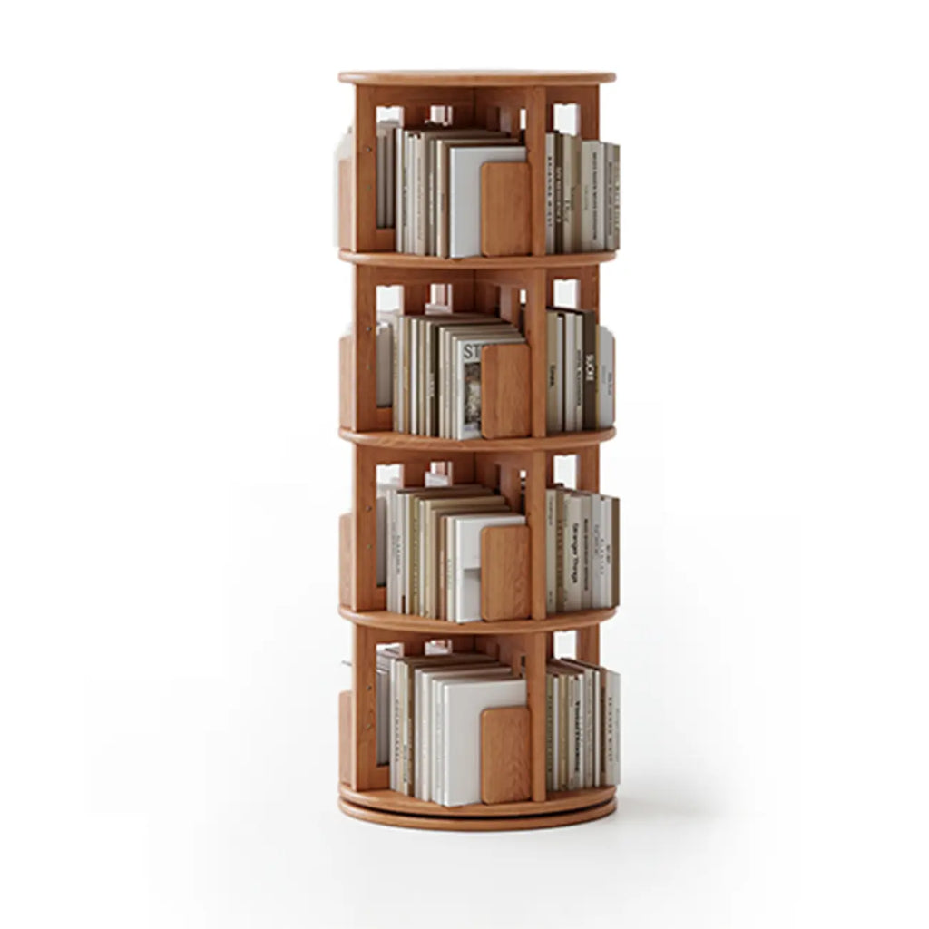 Bibliothèque cylindrique en bois, mobile et pivotante à 360°, avec tiroir