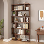 Bibliothèque en bois à six niveaux, à dos ouvert, style milieu du siècle