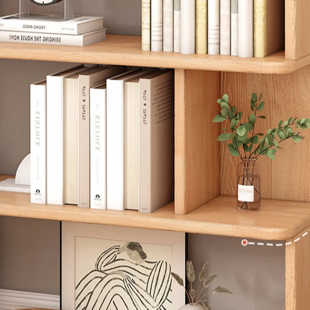 Bibliothèque en bois à six niveaux, à dos ouvert, style milieu du siècle
