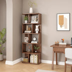 Bibliothèque en bois à six niveaux, à dos ouvert, style milieu du siècle