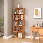 Bibliothèque en bois à six niveaux, à dos ouvert, style milieu du siècle