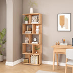 Bibliothèque en bois à six niveaux, à dos ouvert, style milieu du siècle