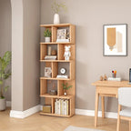 Bibliothèque en bois à six niveaux, à dos ouvert, style milieu du siècle