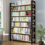 Bibliothèque autoportante simple à plusieurs niveaux en bois avec cadre en acier