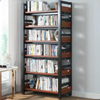 Bibliothèque autoportante simple à plusieurs niveaux en bois avec cadre en acier