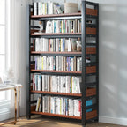Bibliothèque autoportante simple à plusieurs niveaux en bois avec cadre en acier