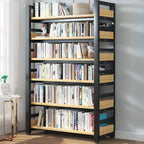 Bibliothèque autoportante simple à plusieurs niveaux en bois avec cadre en acier