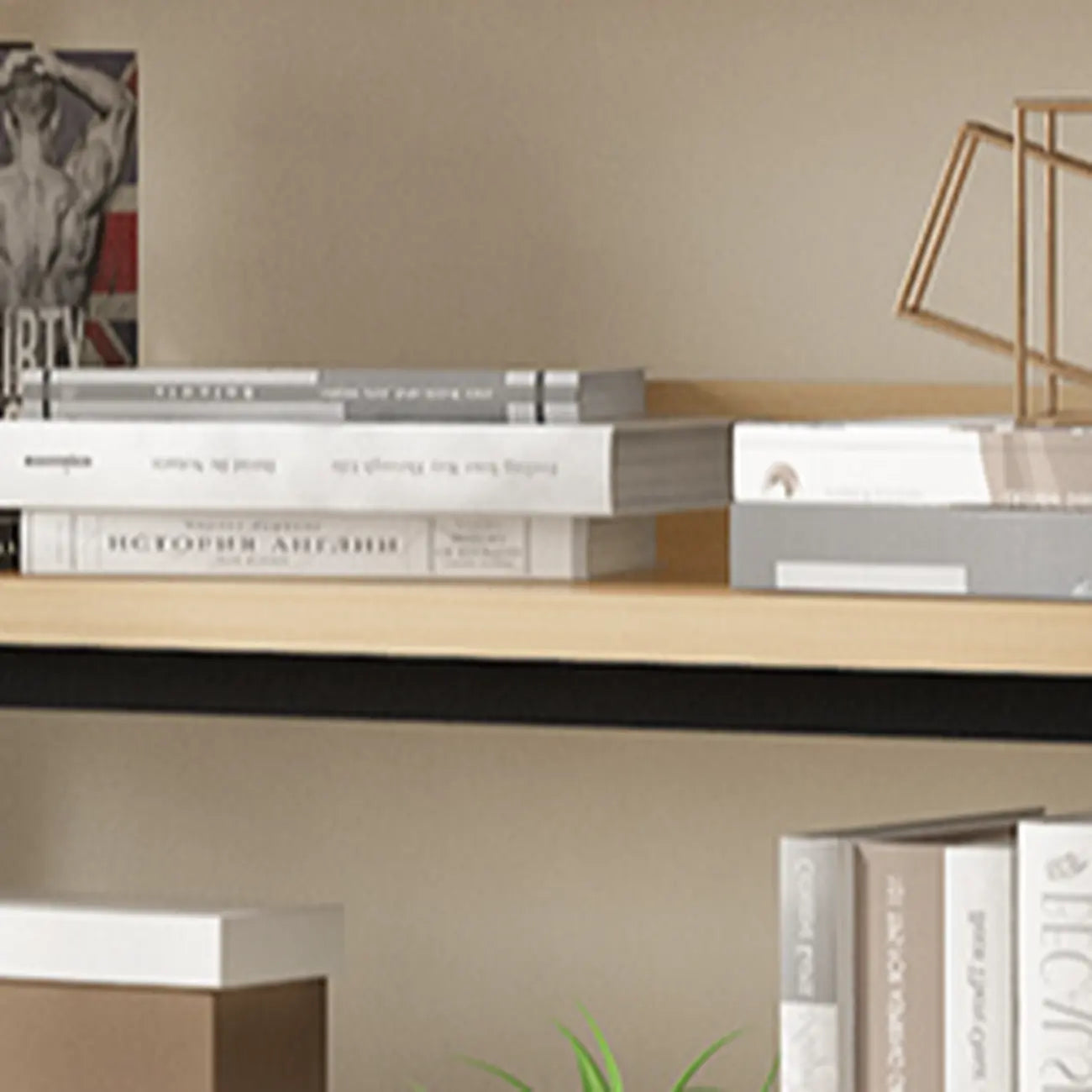 Bibliothèque autoportante simple à plusieurs niveaux en bois avec cadre en acier