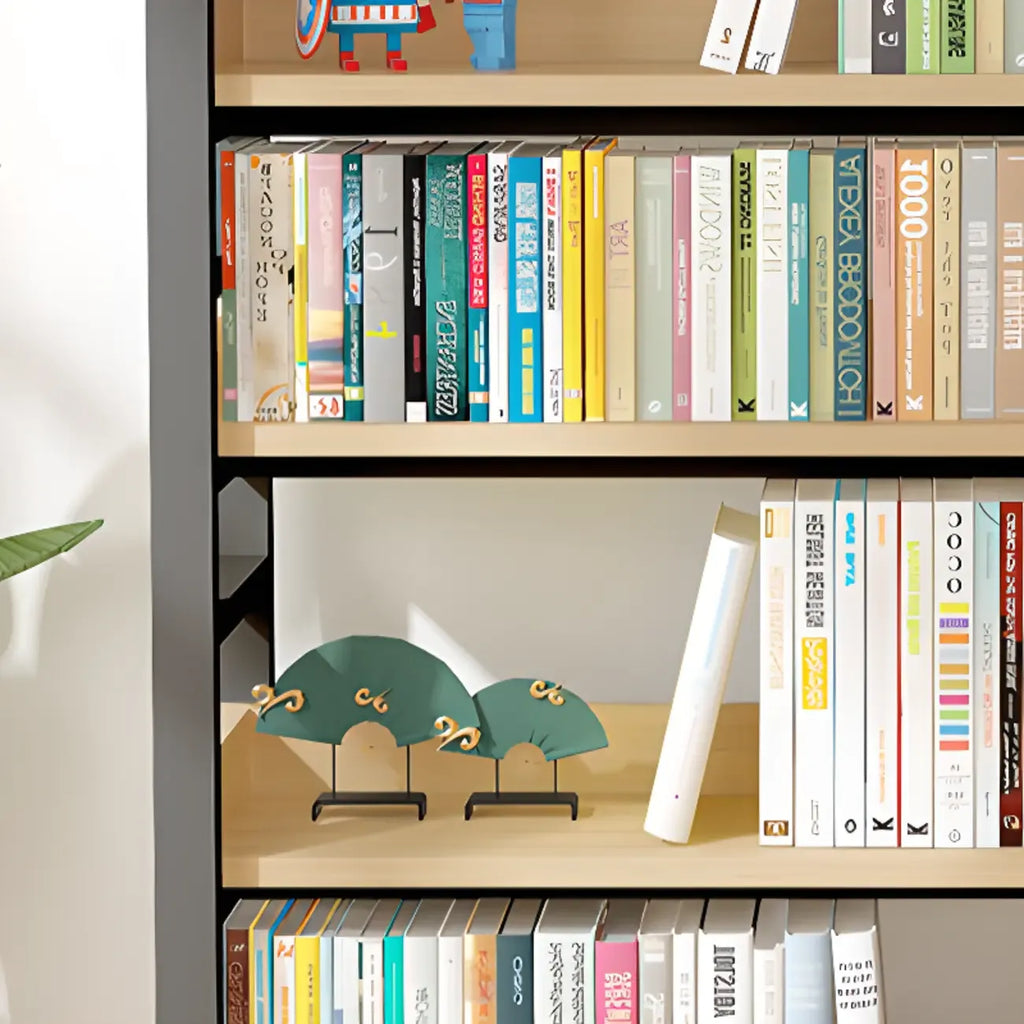 Bibliothèque autoportante simple à plusieurs niveaux en bois avec cadre en acier