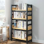 Bibliothèque autoportante simple à plusieurs niveaux en bois avec cadre en acier
