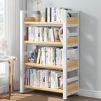 Bibliothèque autoportante simple à plusieurs niveaux en bois avec cadre en acier