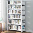 Bibliothèque autoportante simple à plusieurs niveaux en bois avec cadre en acier