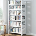 Bibliothèque autoportante simple à plusieurs niveaux en bois avec cadre en acier