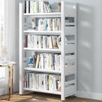 Bibliothèque autoportante simple à plusieurs niveaux en bois avec cadre en acier