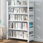 Bibliothèque autoportante simple à plusieurs niveaux en bois avec cadre en acier