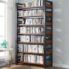 Bibliothèque autoportante simple à plusieurs niveaux en bois avec cadre en acier