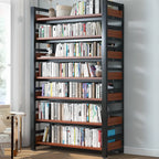 Bibliothèque autoportante simple à plusieurs niveaux en bois avec cadre en acier