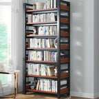 Bibliothèque autoportante simple à plusieurs niveaux en bois avec cadre en acier