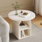 Table d'appoint moderne à trois niveaux en pierre frittée blanche à géométrie géométrique