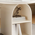Table d'appoint moderne à trois niveaux en pierre frittée blanche à géométrie géométrique