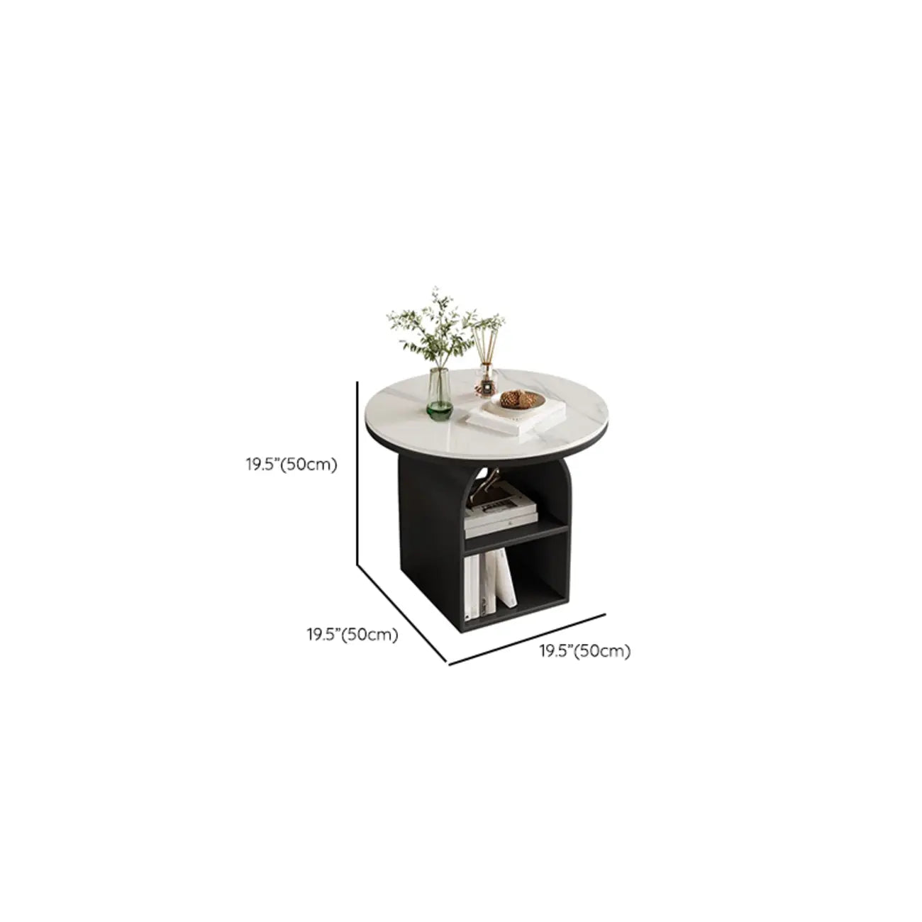 Table d'appoint moderne à trois niveaux en pierre frittée blanche à géométrie géométrique