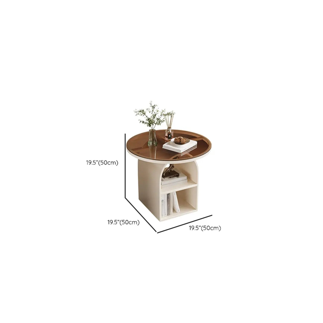Table d'appoint moderne à trois niveaux en pierre frittée blanche à géométrie géométrique