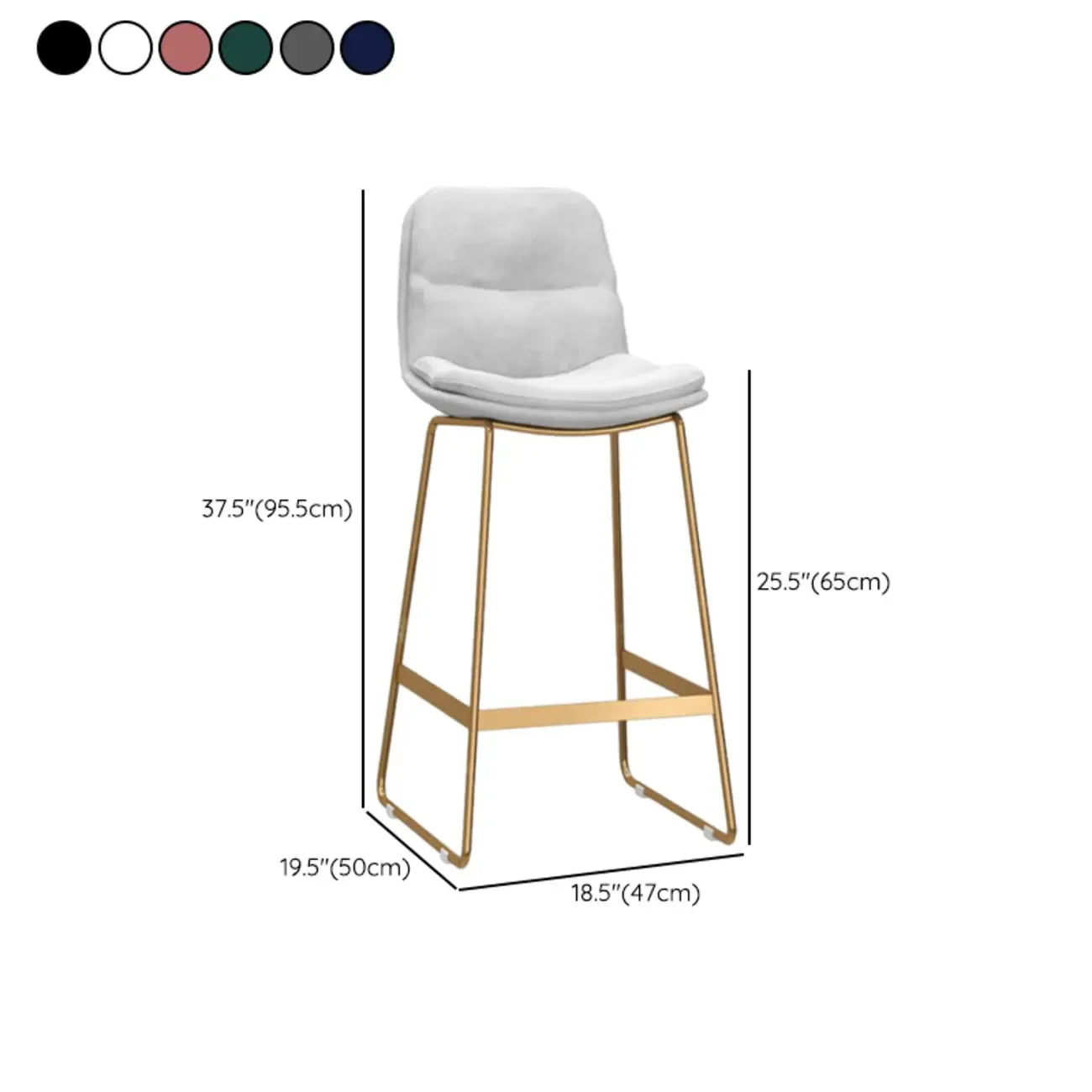 Tabourets de bar de comptoir Glam Sled revêtus de tissu