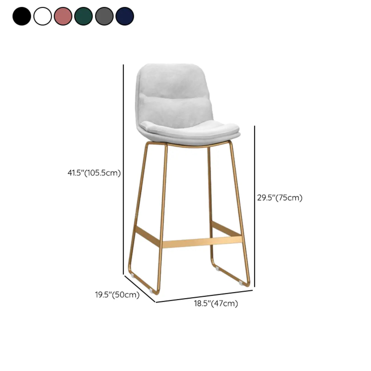 Tabourets de bar de comptoir Glam Sled revêtus de tissu